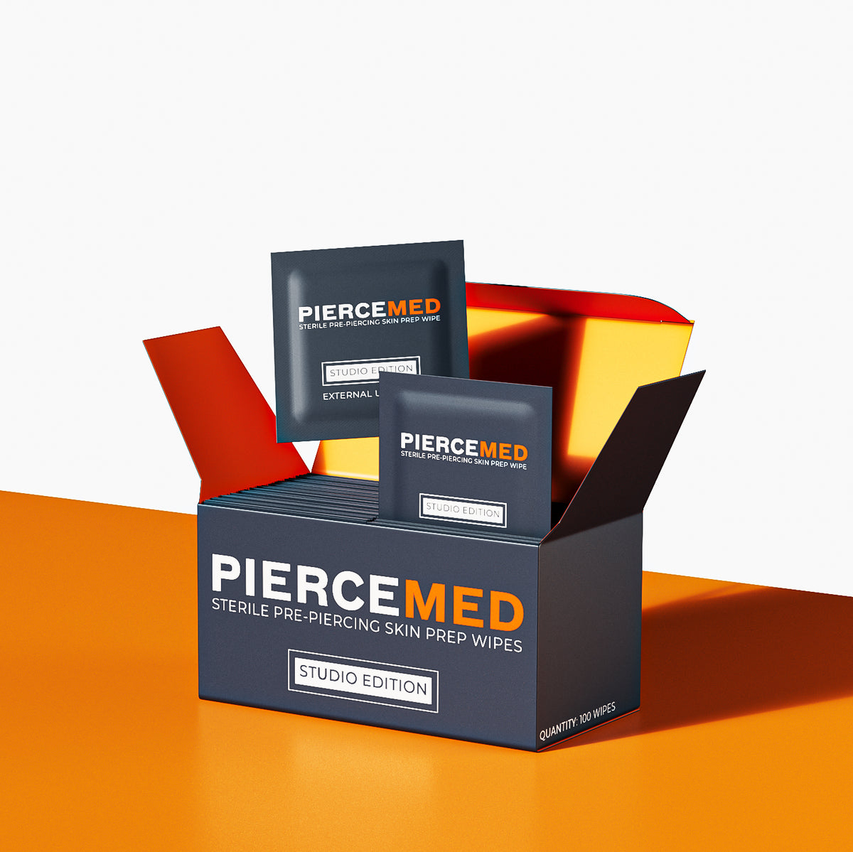 Box of Alcotip style Sterile Pre-Piercing Skin Cleaning Wipes by PIERCEMED