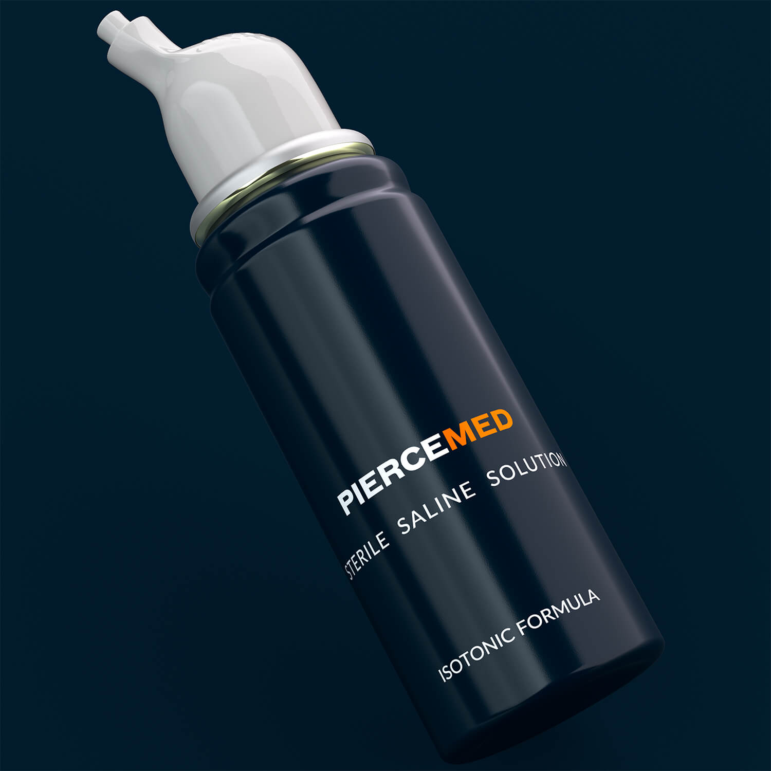 Close up of PIERCEMED wholesale piercing aftercare bottle showcasing the precision application nozzle